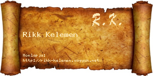 Rikk Kelemen névjegykártya
